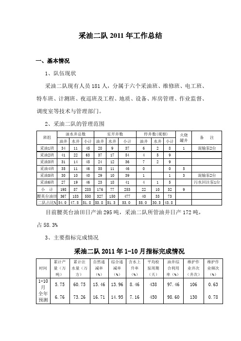 采油二队2011年工作总结