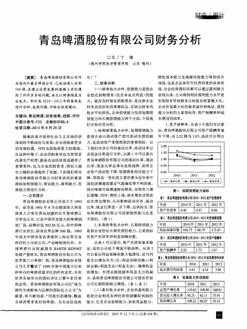 青岛啤酒股份有限公司财务分析