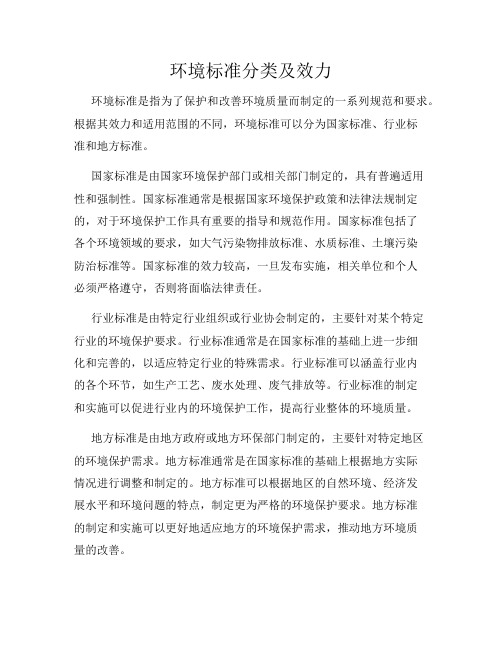 环境标准分类及效力