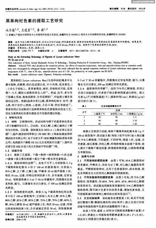 黑果枸杞色素的提取工艺研究