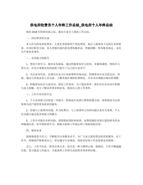 供电所收费员个人年终工作总结_供电所个人年终总结