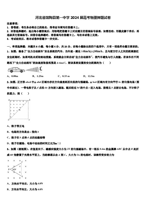 河北省馆陶县第一中学2024届高考物理押题试卷含解析