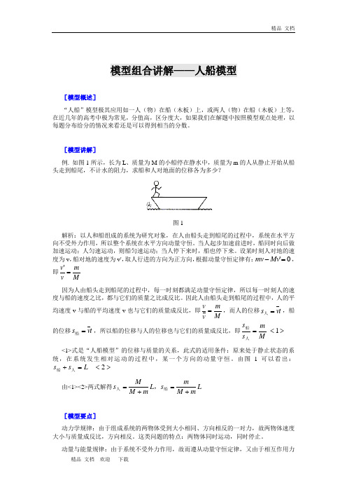 2020年高中物理模型组合讲解——人船模型