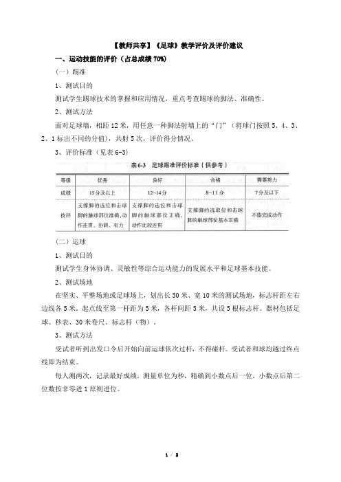 【教师共享】《足球》教学评价及评价建议