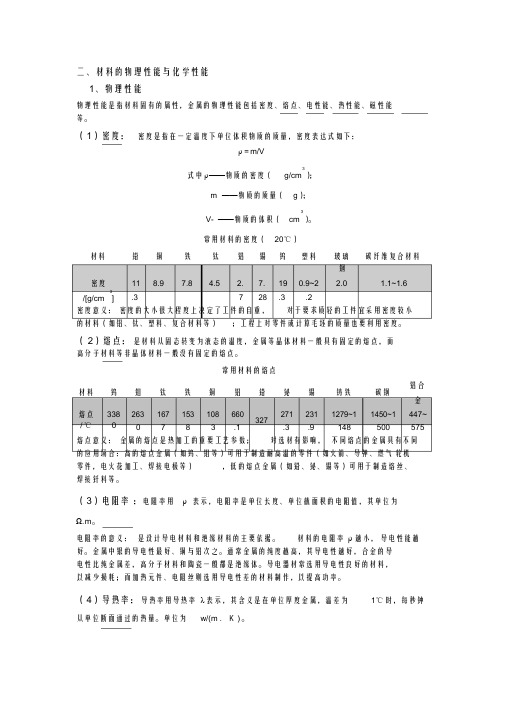 材料的物理性能与化学性能