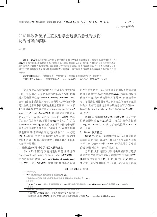 2018年欧洲泌尿生殖放射学会造影后急性肾损伤防治指南的解读