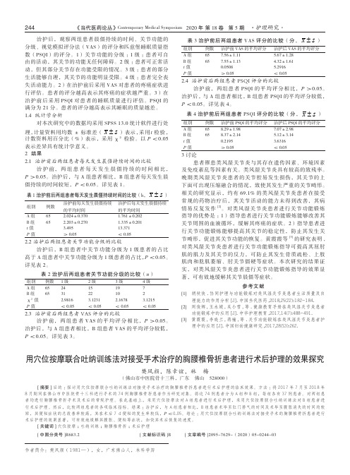 用穴位按摩联合吐纳训练法对接受手术治疗的胸腰椎骨折患者进行术