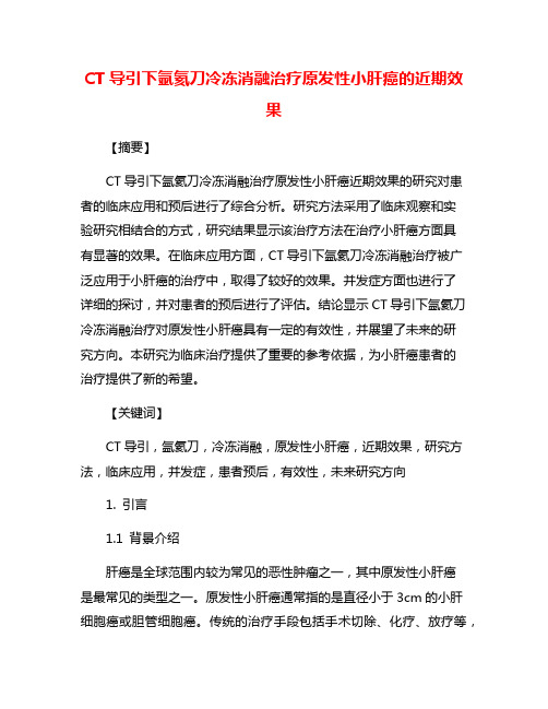 CT导引下氩氦刀冷冻消融治疗原发性小肝癌的近期效果