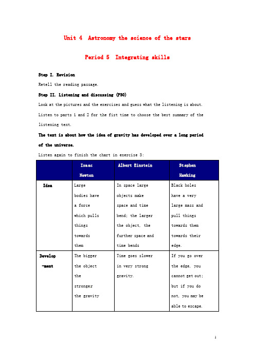 江西省南昌市湾里区第一中学高中英语 Unit4 Astronomy