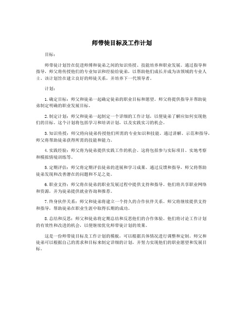 师带徒目标及工作计划