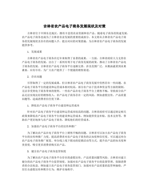 吉林省农产品电子商务发展现状及对策