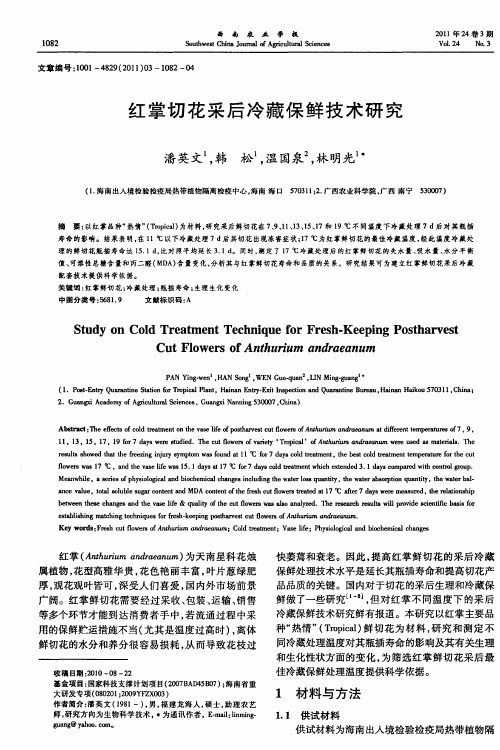 红掌切花采后冷藏保鲜技术研究