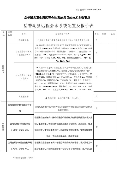 卫生局远程会诊系统项目询价采购招投标书范本