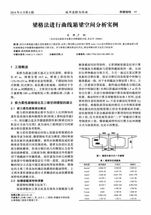 梁格法进行曲线箱梁空间分析实例