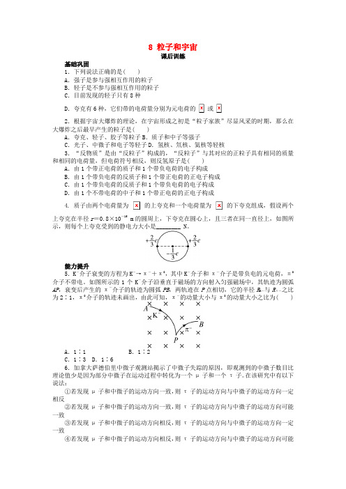 【精选】高中物理第十九章原子核8粒子和宇宙课后训练新人教版选修3_5