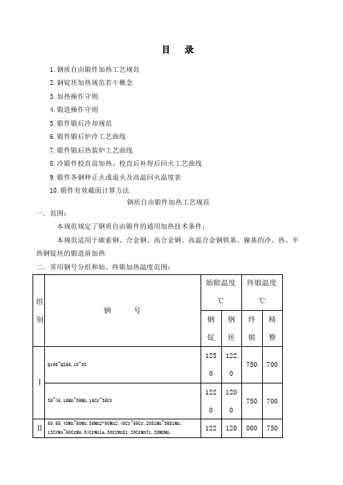 锻造及锻后热处理工艺规范