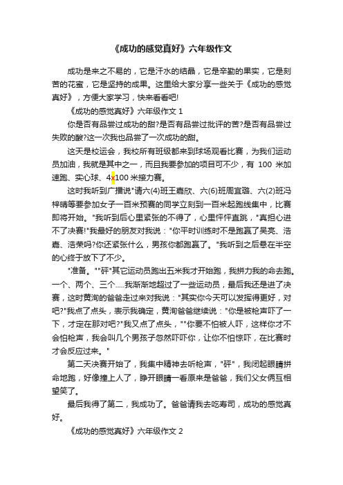 《成功的感觉真好》六年级作文