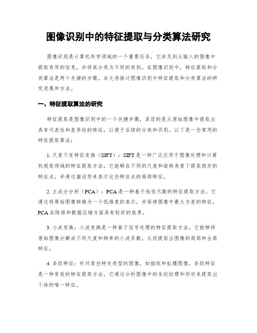 图像识别中的特征提取与分类算法研究