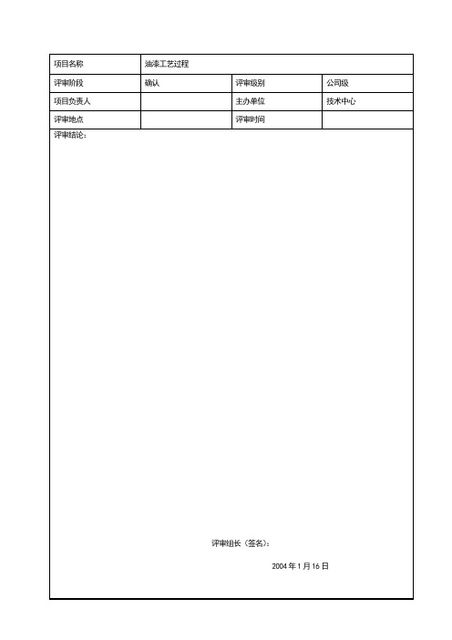 油漆工艺过程评审报告