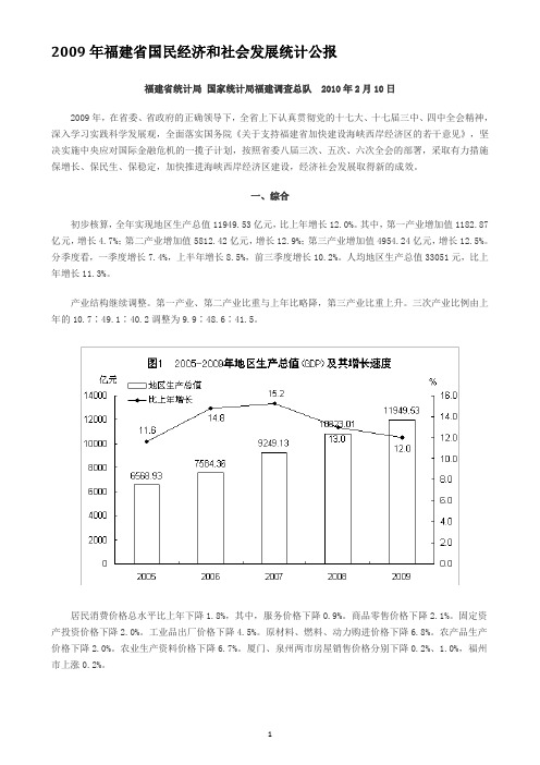 2009年福建省国民经济和社会发展统计公报