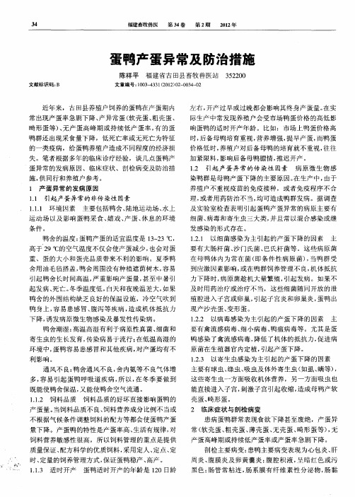 蛋鸭产蛋异常及防治措施