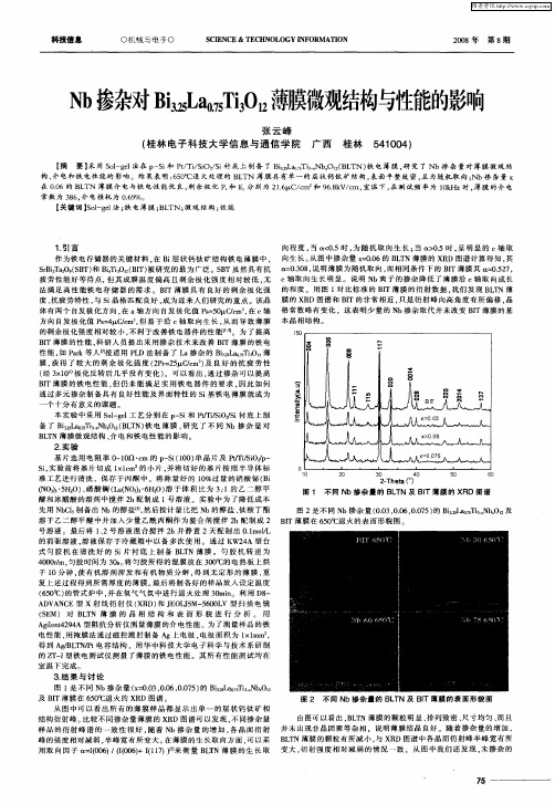 Nb掺杂对Bi3.25La0.75Ti3O12薄膜微观结构与性能的影响