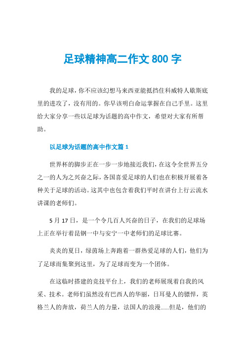 足球精神高二作文800字