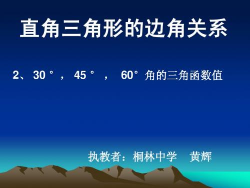 2、 30 °, 45 ° ,  60°角的三角函数值ppt