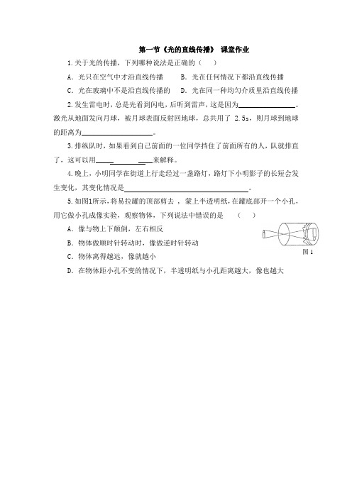 物理人教版八年级上册课堂作业