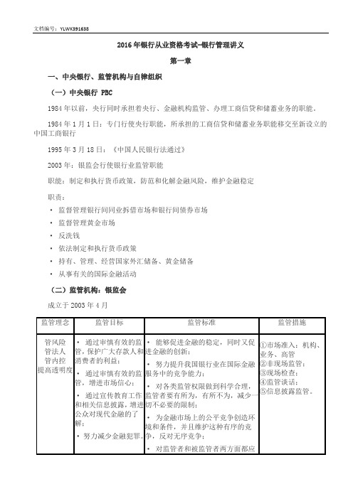 2016年银行从业资格考试-银行管理讲义