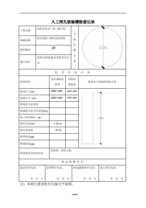 人工挖孔桩记录表格(全套)