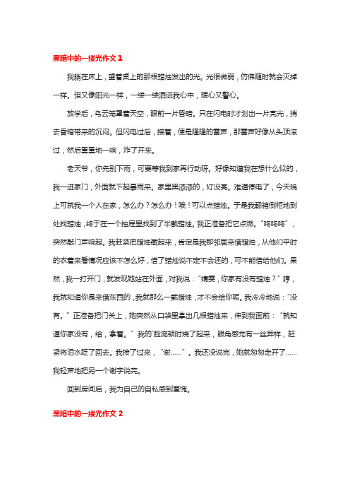 黑暗中的一缕光作文500字