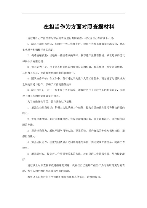 在担当作为方面对照查摆材料