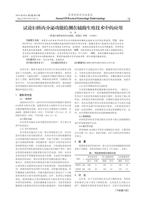 试论妇科内分泌功能检测在辅助生殖技术中的应用