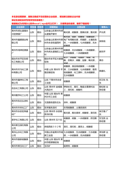 2020新版山东省烟台硫酸镁工商企业公司名录名单黄页大全67家