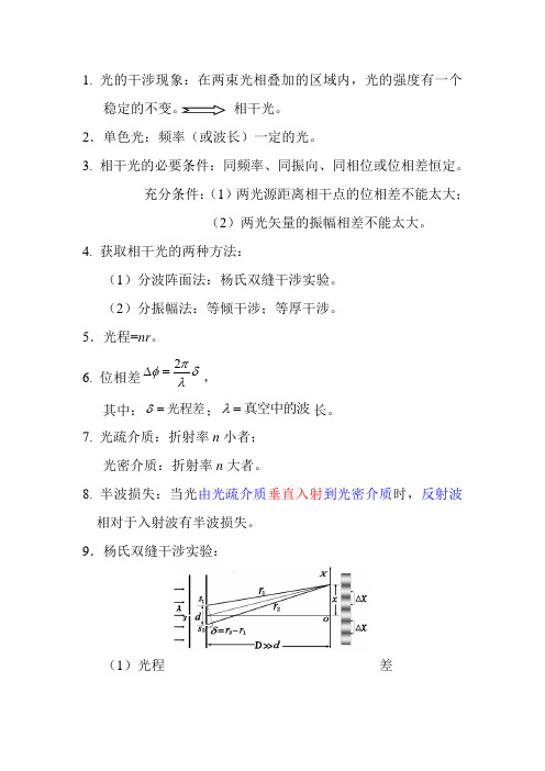 光的干涉总结汇总