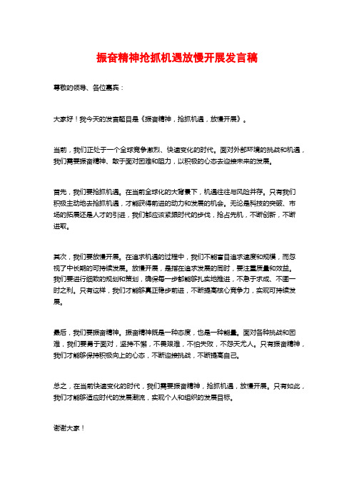 振奋精神抢抓机遇放慢开展发言稿 (2)