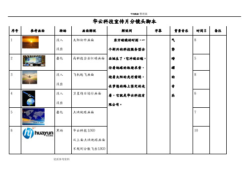 华云科技宣传片分镜头脚本2013年04