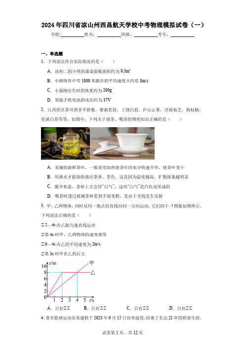 2024年四川省凉山州西昌航天学校中考物理模拟试卷(一)