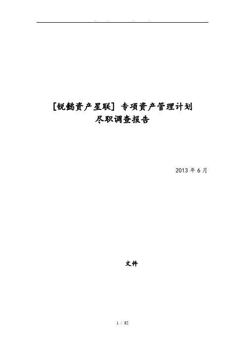 某资产专项资产管理计划尽职调查报告