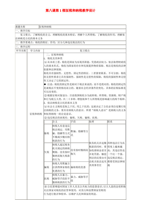 四川省宜宾市一中高中政治 第八课 第1框《财政与税收》教学设计