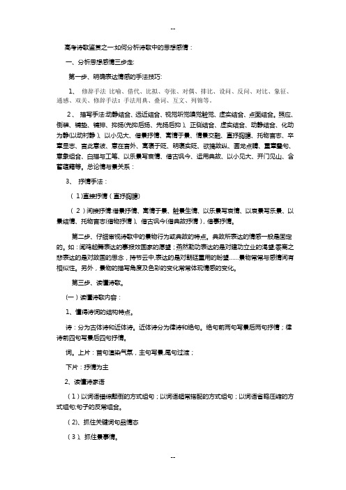 高考诗歌鉴赏一、如何分析诗中人物和作者的情感(教师)