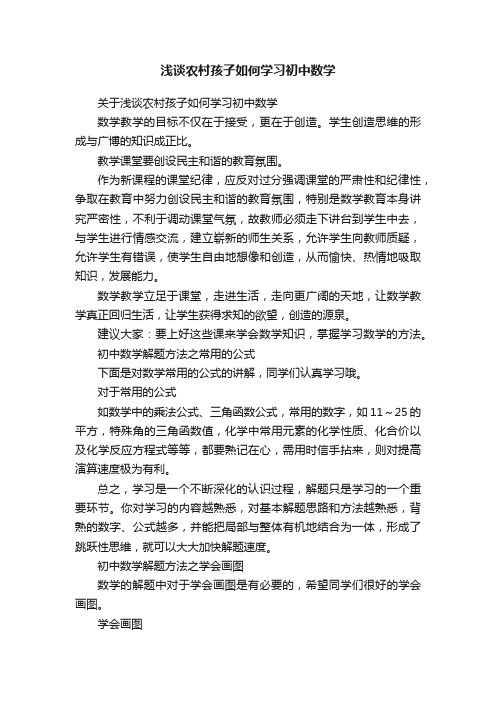 浅谈农村孩子如何学习初中数学