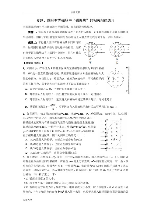 专题、圆形有界磁场中“磁聚焦”规律(有问题详解)