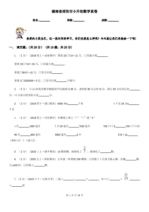 湖南省邵阳市小升初数学真卷