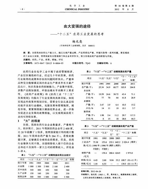 由大变强的途径——“十二五”农药工业发展的思考