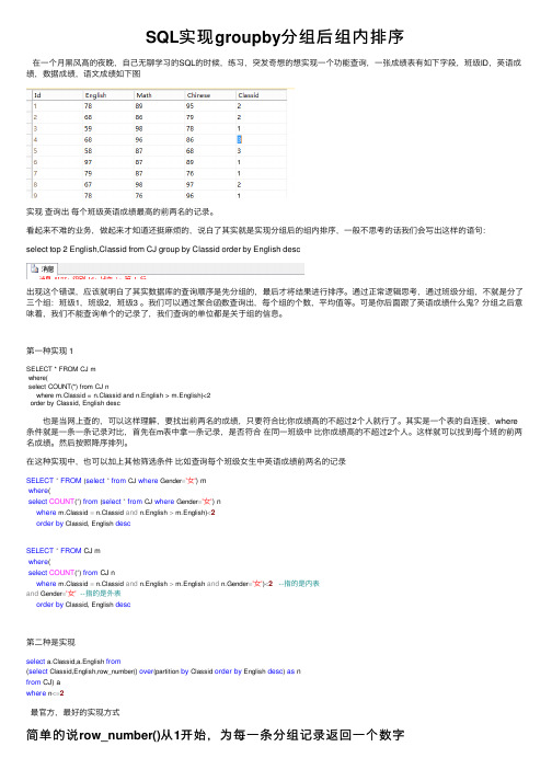 SQL实现groupby分组后组内排序