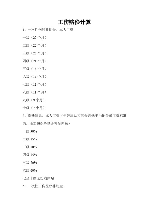 安徽省工伤赔偿计算