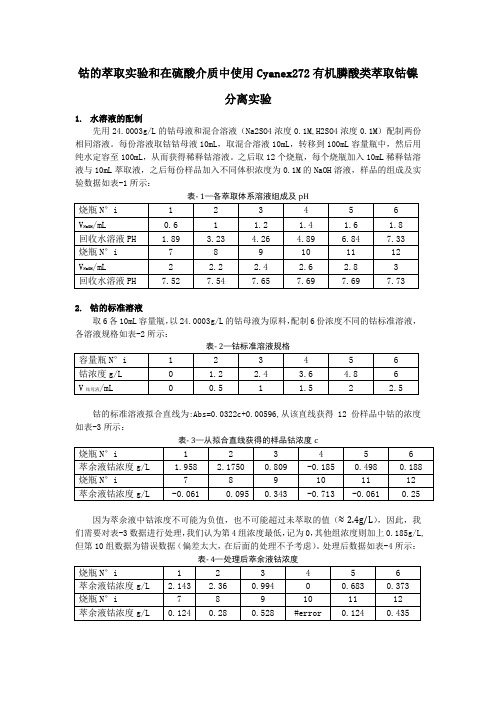 钴的萃取实验