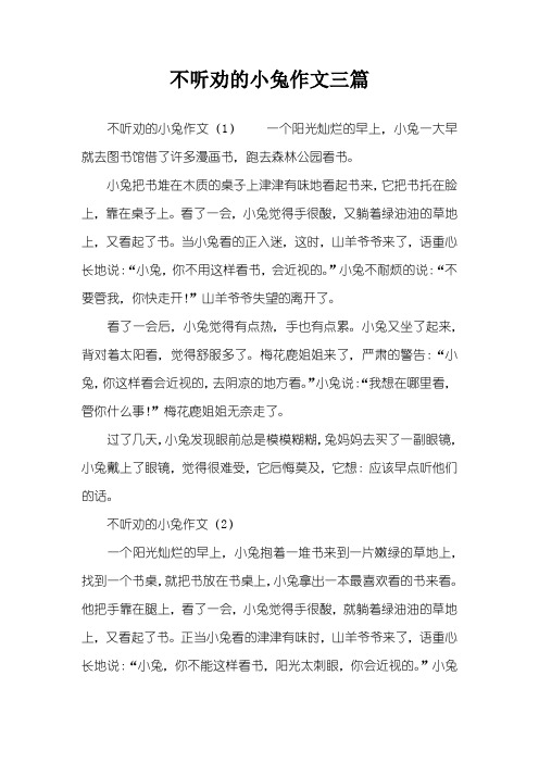 不听劝的小兔作文三篇